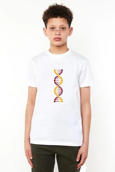 Sarı Kırmızı Dna Beyaz Çocuk Bisikletyaka Tshirt ürün görseli 1