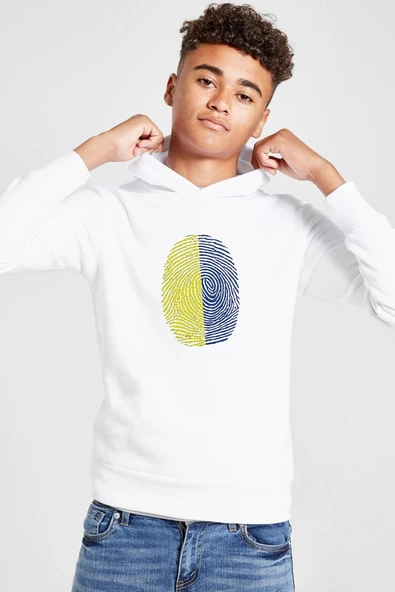 Sarı Lacivert Parmak İzi Beyaz Çocuk 3ip Kapşonlu  Sweatshirt ürün görseli 1