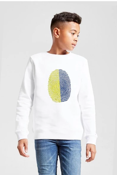 Sarı Lacivert Parmak İzi Beyaz Çocuk 2ip Sweatshirt ürün görseli 1