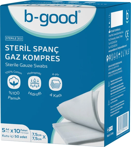 B-Good Gaz Kompress 7,5 x 7,5 cm 50'li ürün görseli 1