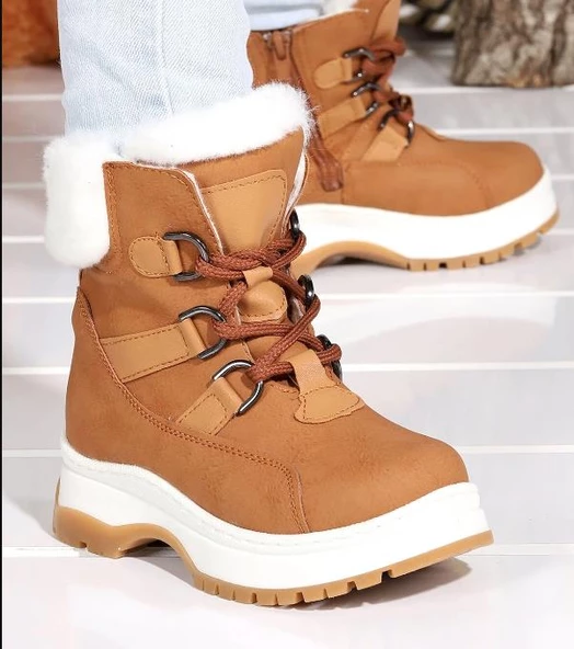 Vicco Alexis Hafif Unisex Fermuarlı Kahverengi Kürklü Kışlık Çocuk Botu ürün görseli 1