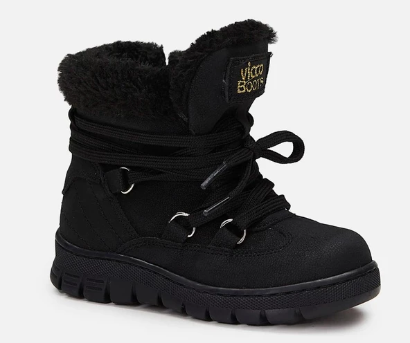 Vicco Kappa Hafif Unisex Siyah Kışlık Fermuarlı Kürklü Çocuk Botu ürün görseli 1