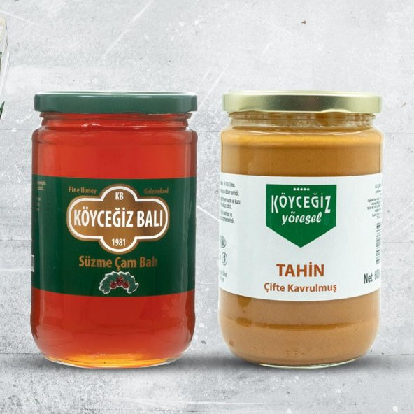 Kb Köyceğiz Balı Çam Balı 850 G Cam Kavanoz + Köyceğiz Yöresel Çifte Kavrulmuş Tahin 600 G Cam Kavanoz ürün görseli 1