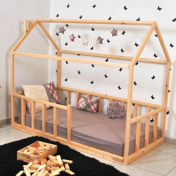 Markaawm Montessori Çocuk Yatak Doğal Çam 90X190 Karyola Sevgi ürün görseli 1