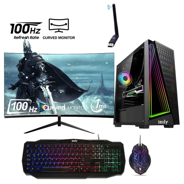 İzoly Titan II i3-10100F 8GB 256GB M.2 NVMe 512GB SSD RX 550 4GB 24" Oyuncu Oem Seti ürün görseli 1
