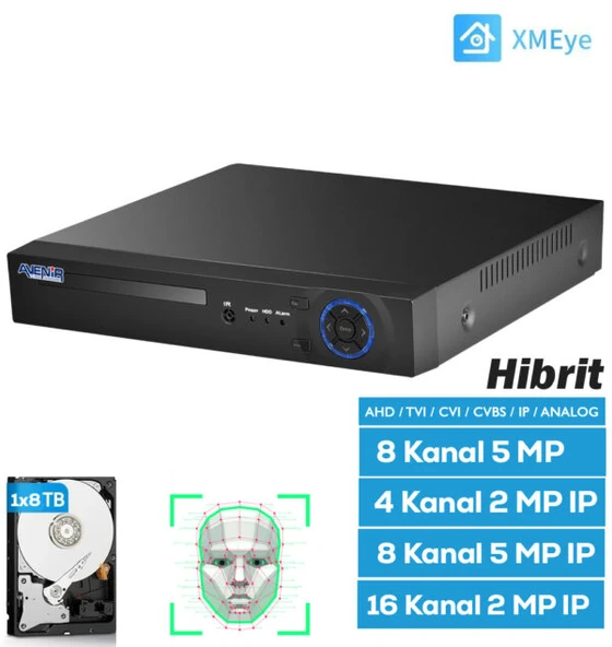 AVENİR AV-TC08M Ahd Dvr Kayıt Cihazı 8 Kanal 2mp Xmeye Hibrit ürün görseli 1