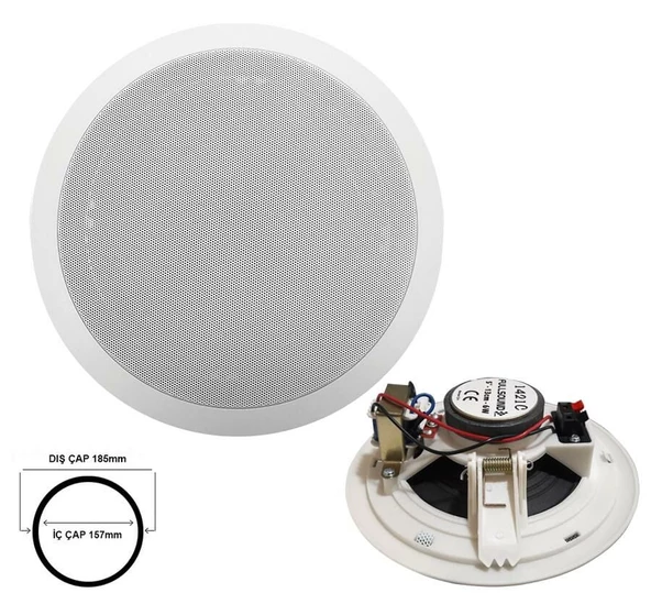 ALÇIPAN TAVAN HOPARLÖR 13CM 100V TRAFOLU BEYAZ FULLY K-1421C ürün görseli 1