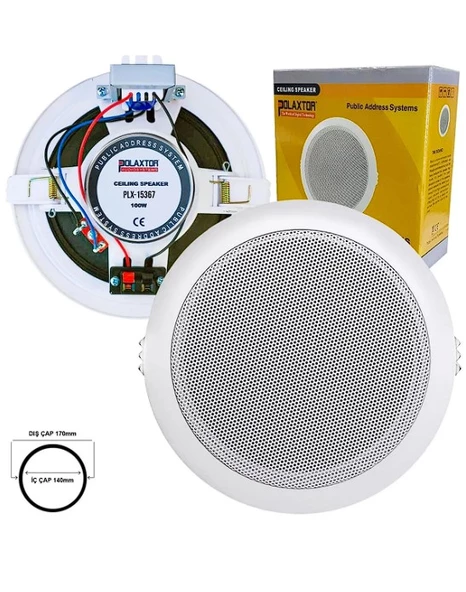 POLAXTOR Alçıpan Tavan Hoparlör 13cm 10 Watt Trafolu Beyaz ürün görseli 1