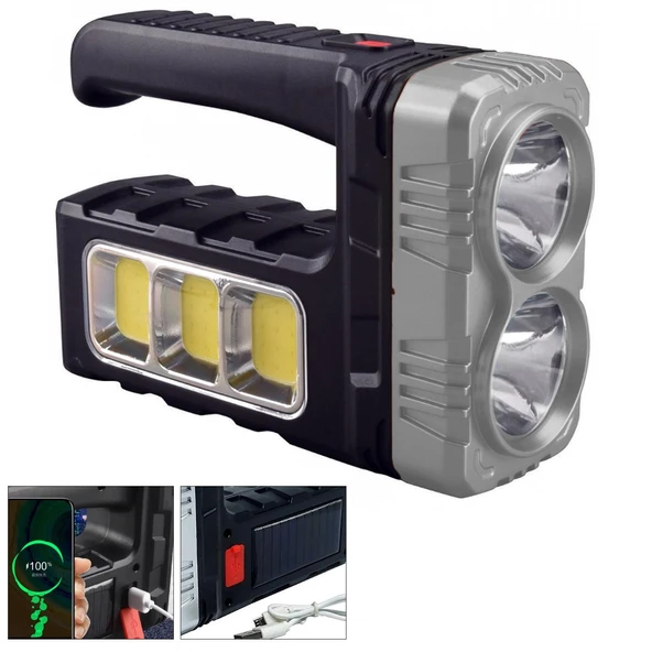 HOTTER 7702-B Solar Projektör El Feneri Şarjlı Cob Led ürün görseli 1