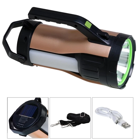 RANCHI HEL RC-T96 Solar Projektör El Feneri Şarjlı 30 Watt Beyaz Kırmızı + Cob Led ürün görseli 1