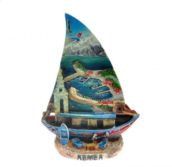 Hdmarketim Antalya Kemer Temalı Dekoratif Polyester Gemi Biblo 5921 ürün görseli 1