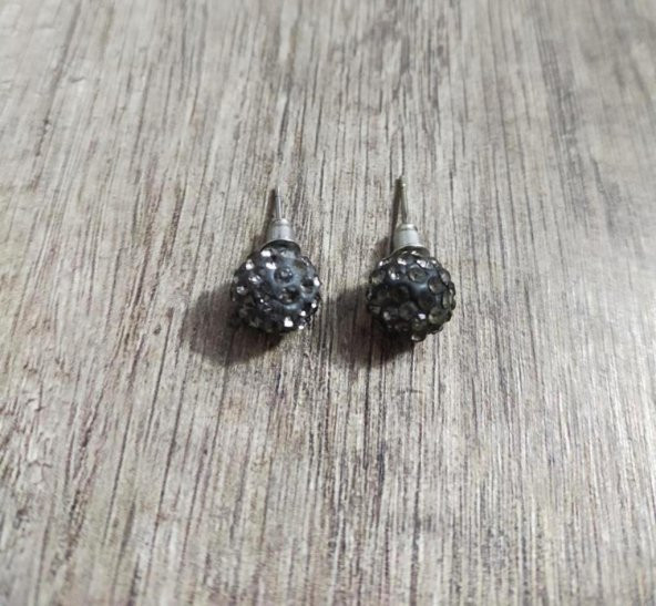Küpe Kadın Şambala Model Swarovski Taşlı Gri Top Küpe Takı Aksesuar ürün görseli 1