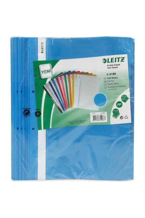 Leitz Telli Dosya Plastik Açık Mavi L-4189 (1 Paket 50 Adet) ürün görseli 1