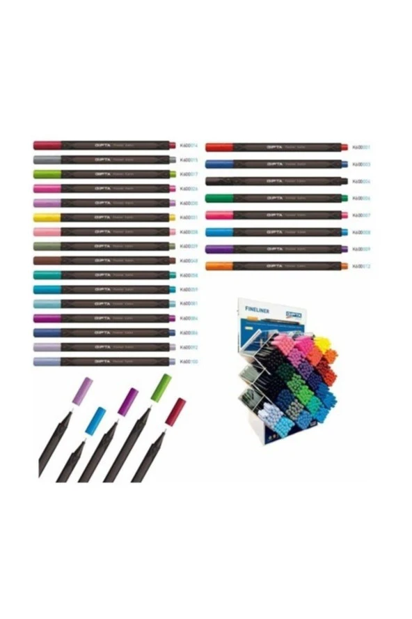 Gıpta Fineliner 0.4 Mm Keçe Uç Kalem Üçgen 24 Renk (576 Lı Stand) ürün görseli 1