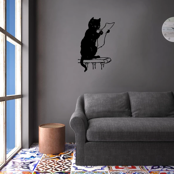 Folyo Sticker Gazete Okuyan Kedi - Resim 2