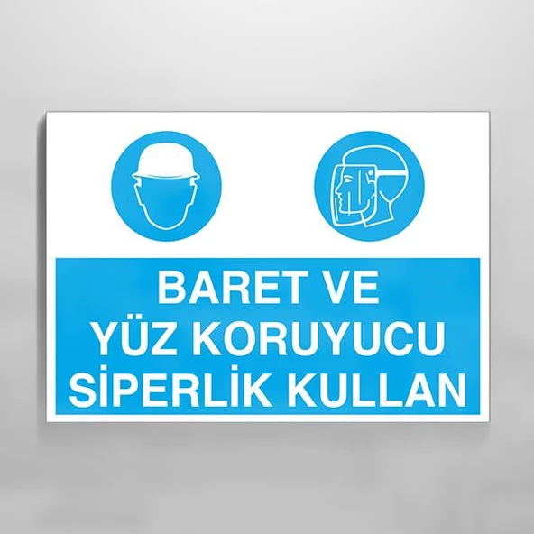 Baret Ve Yüz Koruyucu Siperlik Kullan Uyarı Levhası ürün görseli 1