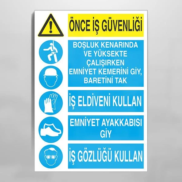 Önce İş Güvenliği Uyarı Levhası ürün görseli 1