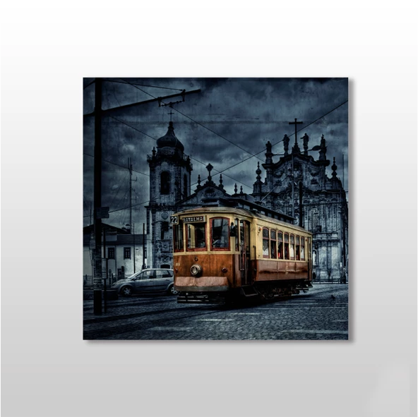 Tramvay İstanbul Gece  Kanvas Tablo ürün görseli 1