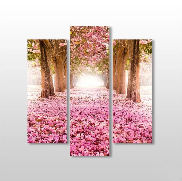 Pembe Çiçekli Yol  Kanvas Tablo ürün görseli 1