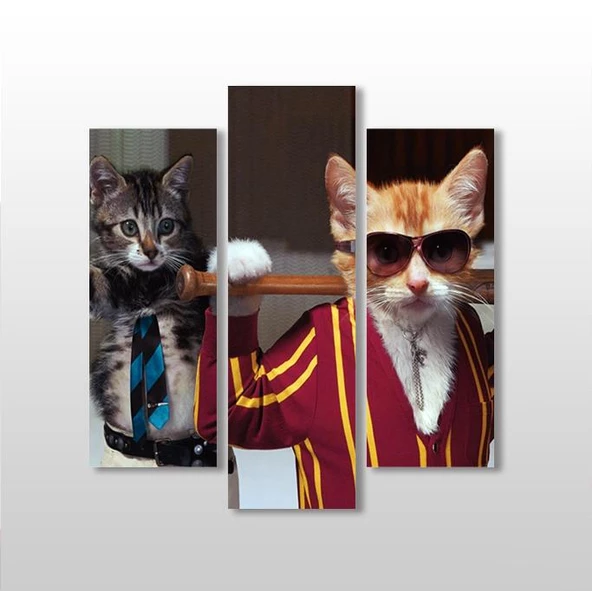 Sopalı Kedi  Kanvas Tablo ürün görseli 1