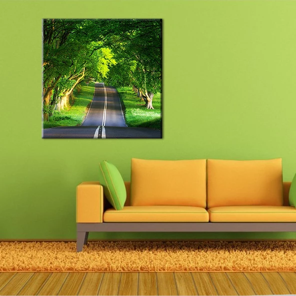 Orman İçindeki Yol Kanvas Tablo - Resim 2