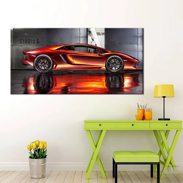 Kırmızı Lamborghini Kanvas Tablo - Resim 2