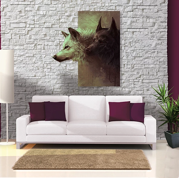 3D Kurtlar Kanvas Tablo - Resim 2