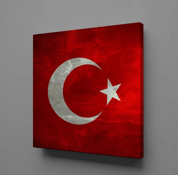 KIRMIZI BEYAZ BAYRAK KANVAS TABLO ürün görseli 1