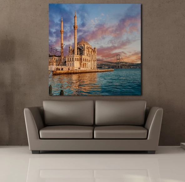 DENİZ MANZARALI CAMİ KANVAS TABLO - Resim 2