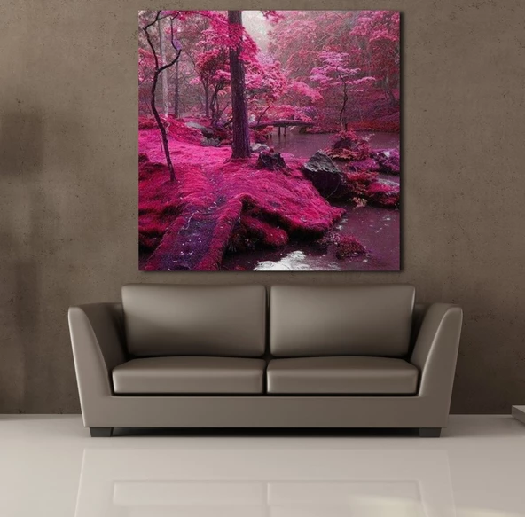 PEMBE AĞAÇLAR KANVAS TABLO - Resim 2