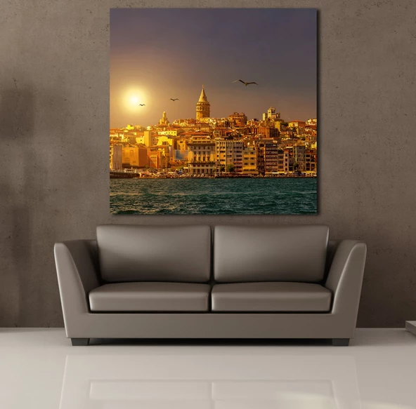 AKŞAM ÜSTÜ GALATA KULESİ KANVAS TABLO - Resim 2