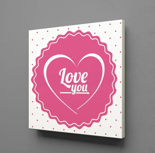 PEMBE LOVE YOU KANVAS TABLO ürün görseli 1