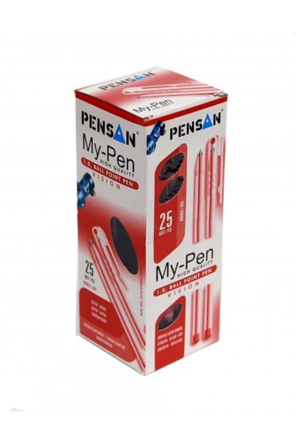 Pensan Tükenmez Kalem My Pen 1 MM Kırmızı 2210 (25 Li Paket) ürün görseli 1