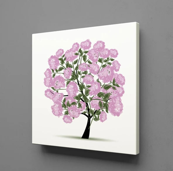 PEMBE YAPRAKLI AĞAÇ KANVAS TABLO ürün görseli 1