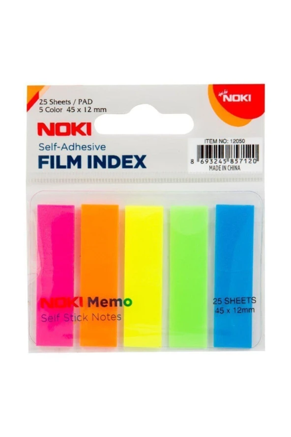 Noki Memo Film Index Yapışkanlı 5 Renkli Ayraç 45x12 mm 12050 (48 Paket) ürün görseli 1
