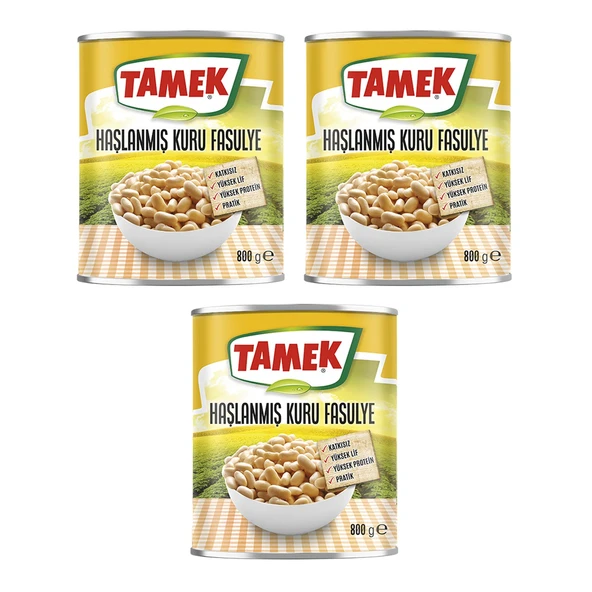 Tamek Haşlanmış Kuru Fasulye 800 Gr x 3'Lü Paket ürün görseli 1