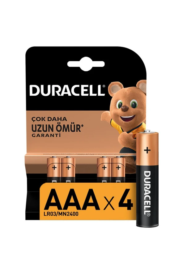 Duracell Alkalin İnce Kalem Pil (AAA) 4 LÜ 3A4 ürün görseli 1