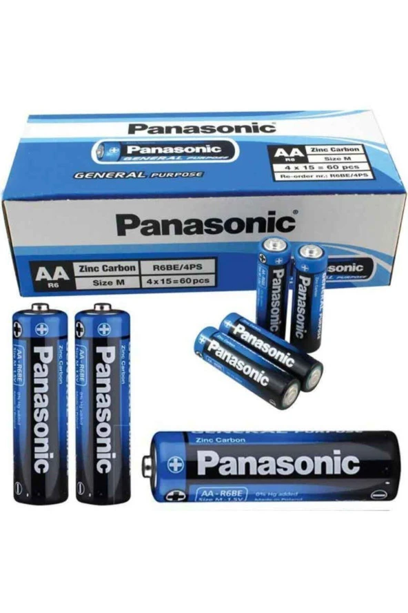Panasonic Çinko Karbon Kalem Pil (AA) (60 Adet) ürün görseli 1