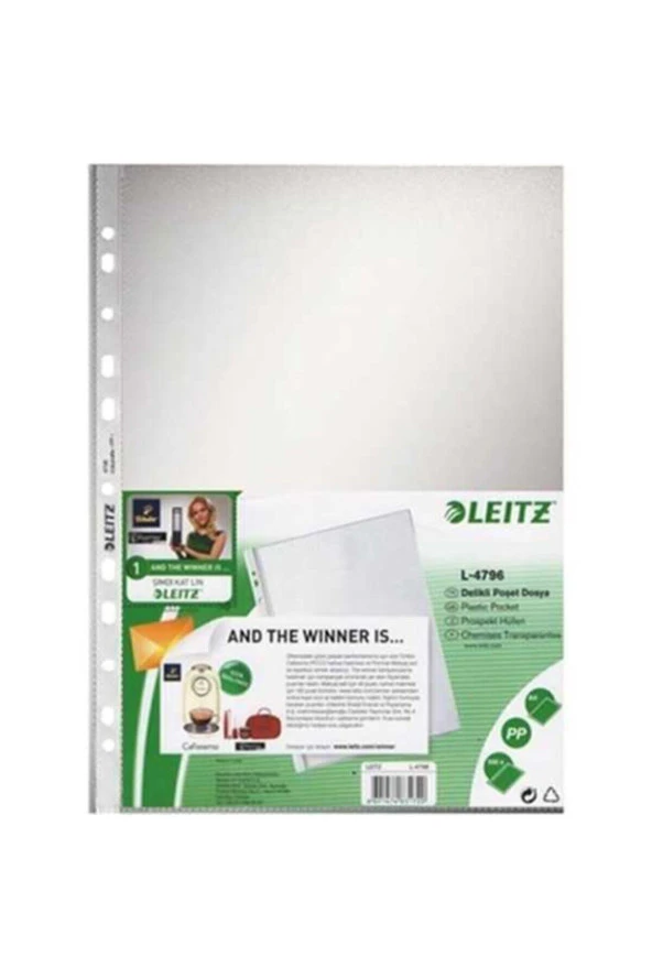 Leitz Poşet Dosya 100 LÜ A4 Şeffaf Buzlu 4796 (100 Lü Paket) ürün görseli 1