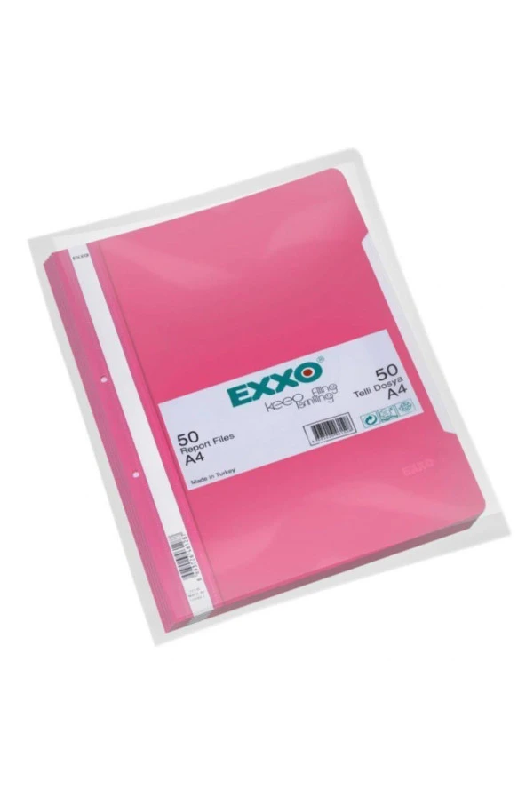 Exxo Telli Dosya Plastik A4 Pembe TT145 (50 Li Paket) ürün görseli 1