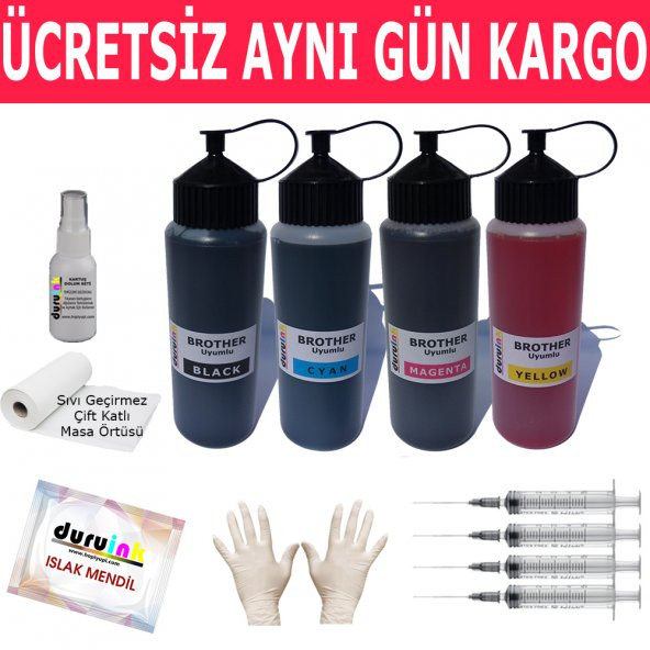 BROTHER LC565-LC569 UYUMLU 4X500ML MUADİL MÜREKKEP SETİ DURUINK 4 RENK ürün görseli 1