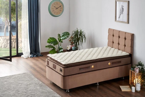W. Cotton 80x180 cm Tek Kişilik Pedli Yatak Baza Başlık Takımı - Kumaş Baza, Başlık ve Yatak Seti ürün görseli 1