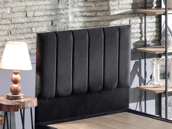 Piano Lite Tek Kişilik Yatak Başlığı - 80 cm Siyah Kumaş Başlık ürün görseli 1