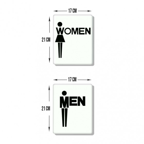 DECORITA Cam Wc Yönlendirme Levhası - 2'li Set Beyaz Women - Men - 21cm x 17cm ürün görseli 1