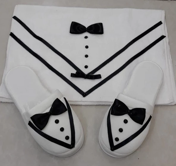 Simokin Damat Terliği Papyon  Havlu Hediyeli - Resim 2
