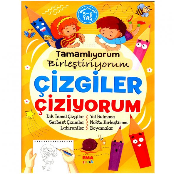 TAMAMLIYORUM BİRLEŞTİRİYORUM ÇİZGİLER ÇİZİYORUM OKUL ÖNCESİ KİTAP ürün görseli 1