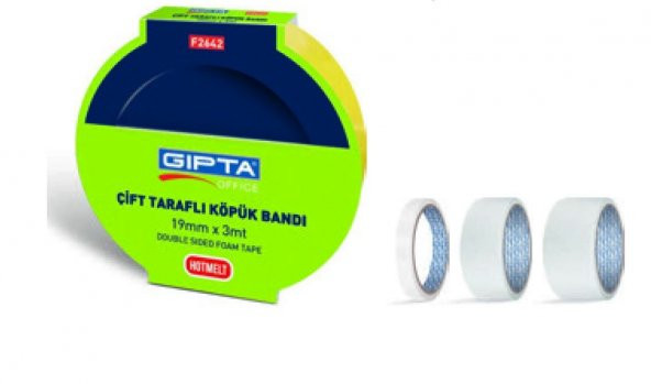 GIPTA ÇİFT TARAFLI KÖPÜK BANT 25MMX3MT ürün görseli 1