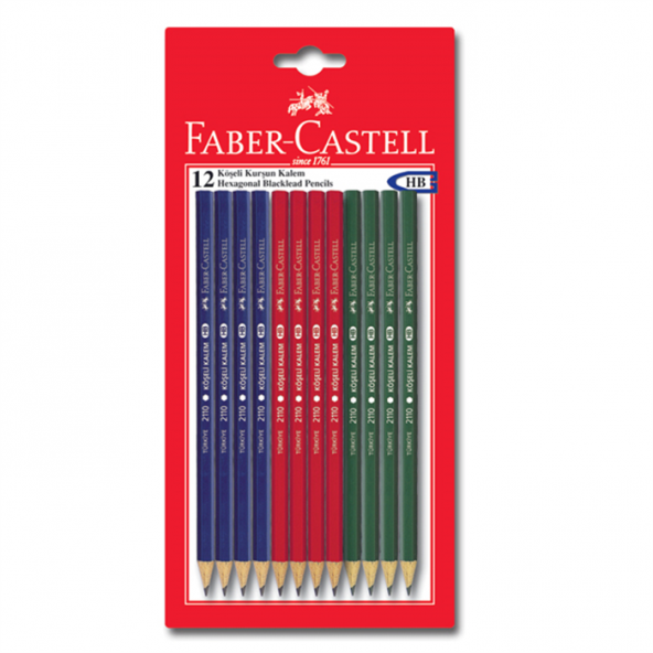 FABR-CASTELL 12 KÖŞELİ KURŞUN KALEM ( KIRMIZI-MAVİ-YEŞİL ) ürün görseli 1