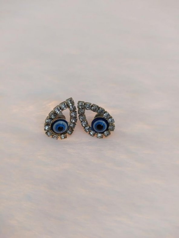 Hdmarketim Nazar boncuklu Swarovski Taşlı Bijuteri Damla Küpe ürün görseli 1