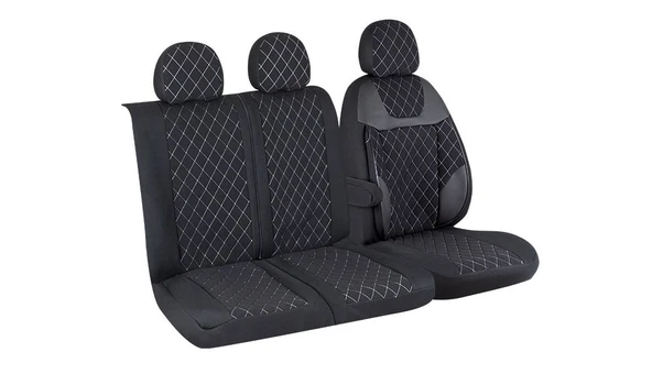 Ford Transit 2013 ve Sonrası 2+1 Ön Koltuk Kılıf Seti Alkantra Beyaz Dikiş ürün görseli 1